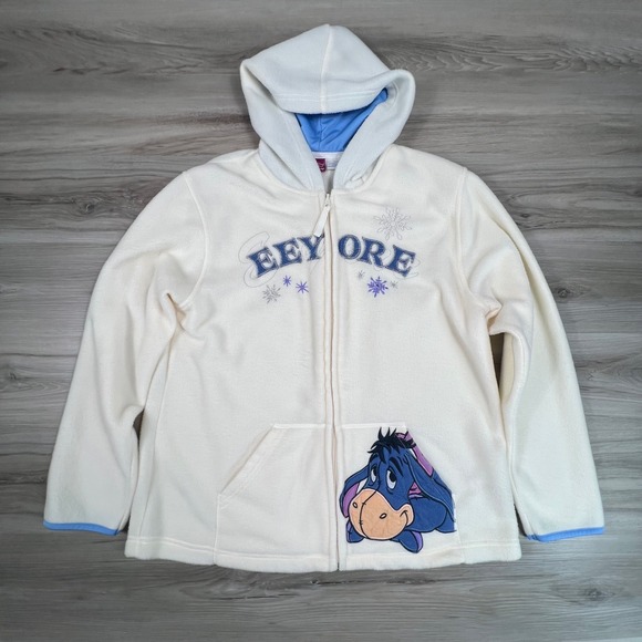 The Wonderful World of Disney Tops - Disney Eeyore Fleece Hoodie The Wonderful World of White Blue woman's L (11/12)‎